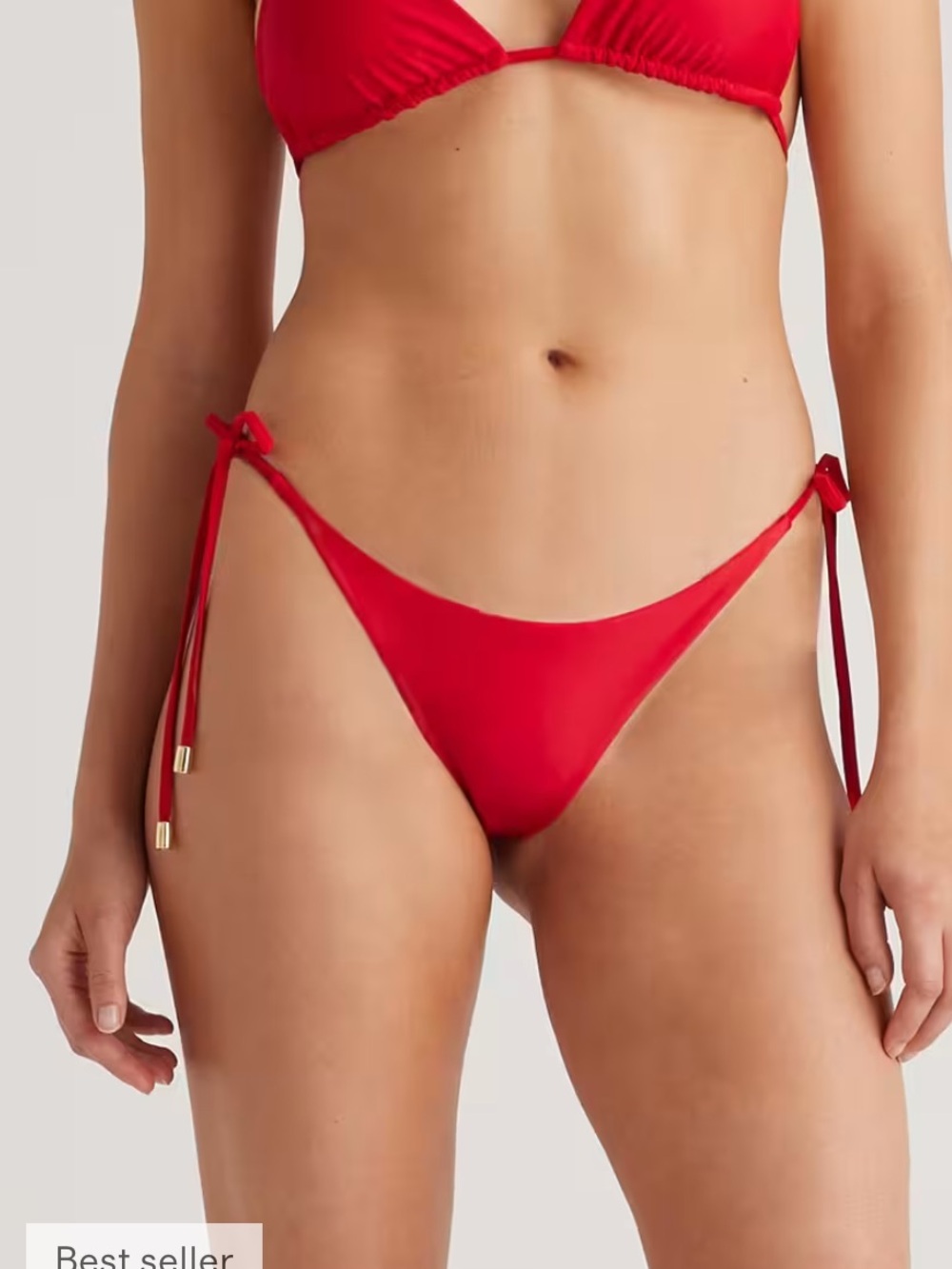 NWT Quince Italian Side Tie adjustable Cheeky Bikini Bottoms Cherry size Medium